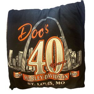 Vintage 1995 Docs Harley Davidson St Louis 40 Years Throw Pillow  R K Stratman‎